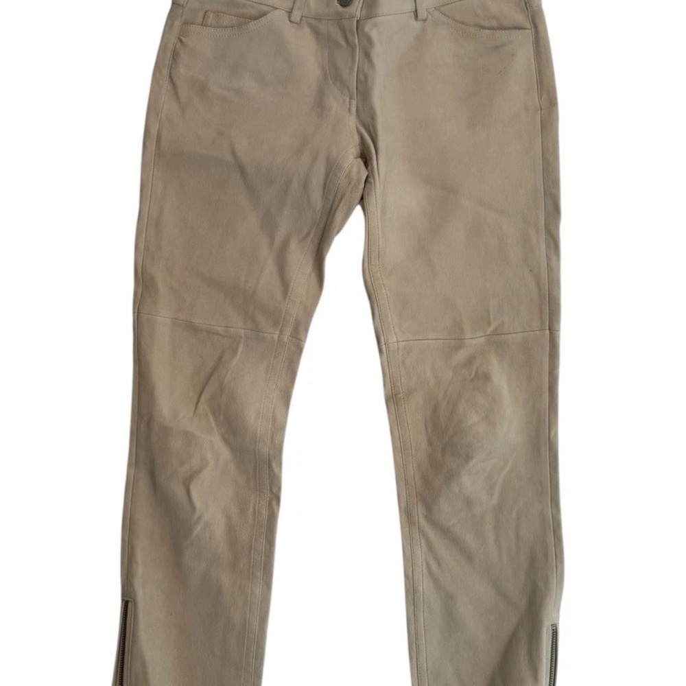 Isabel Marant Cream Lambskin Leather Tapered Pants Ankle Zip Sz 2 / US 6